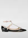Valentino Rockstud Leather Flat Ballerina Shoes In Black
