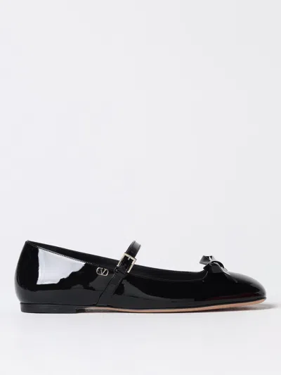 Valentino Garavani Mary-jane Romance Bow Ballerina In Patent Leather Woman Black 41.5 In Schwarz