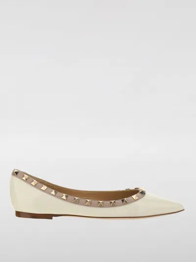 Valentino Garavani Womens Rockstud Pointed-toe Leather Flats White/comb