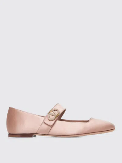 Valentino Garavani Valentino Vlogo Locker Mary-jane Square Toe Ballerina Shoes In Pink