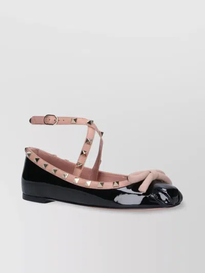 Valentino Garavani Ballet Flats With Ankle Strap And Bow Detail In Black
