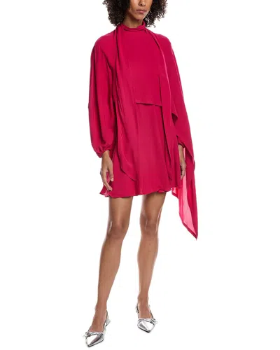 Valentino Balloon Sleeve Silk Mini Dress In Pink