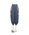 Valentino Balloon Trousers In Embroidered Denim Chambray Woman Denim 42 In Blue