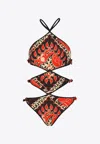 Valentino One-piece Swimsuit Archive Manifesto With Inserts In Multicolor