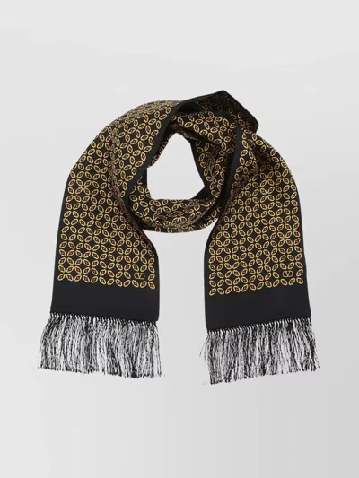 Valentino Bandeau Scarf With Fringe Detailing And Geometric Pattern In Naranja