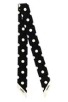 Valentino Slim Polka Dot Scarf With Contrast Edging In Black