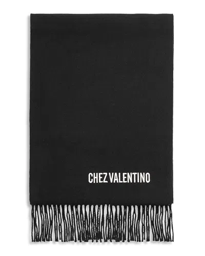 Valentino Bandeaux Wool Scarf In Black