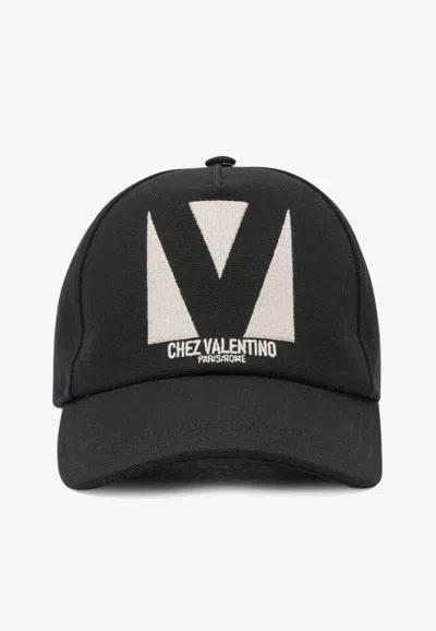 Valentino Garavani Baseball Cap With Embroidered-logo In Black