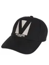 Valentino Garavani Black Baseball Cap With Butter Logo In Adjustable Cotton Women In Lp Nero Burro