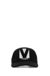Valentino Garavani Black Hat With Logo On The Front In Cotton Man