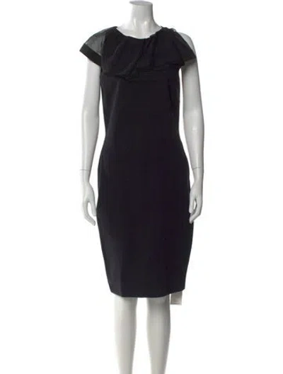 Pre-owned Valentino Bateau Neckline Knee-length Dress In Black