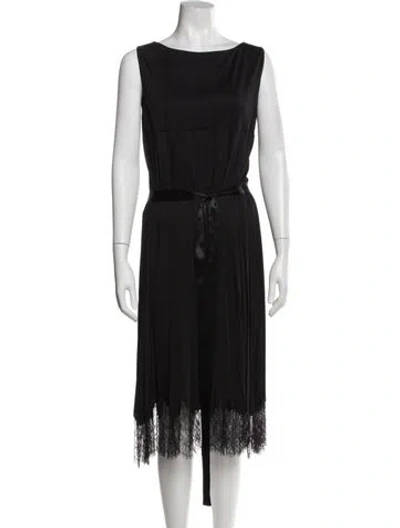 Pre-owned Valentino Bateau Neckline Midi Length Dress In Black