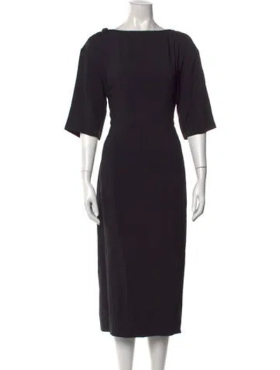 Pre-owned Valentino Bateau Neckline Midi Length Dress In Black