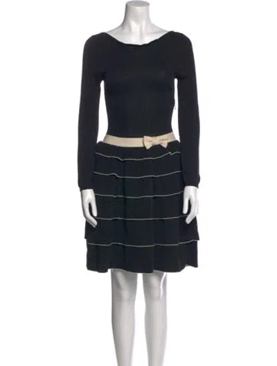 Pre-owned Valentino Bateau Neckline Mini Dress In Black