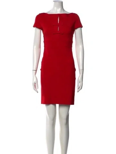 Pre-owned Valentino Bateau Neckline Mini Dress In Red