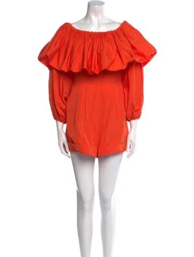 Pre-owned Valentino Bateau Neckline Romper In Orange