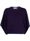 Valentino Batwing-sleeve Knitted Top In Plum