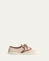 Valentino Bay By Bay Bicolor Canvas Low-top Sneakers In Bicolortobaccotobacco