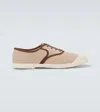 Valentino Bay By Bay Webbing-trimmed Checked Canvas Sneakers In Brown