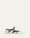 Valentino Bay By Bay Ballerina Rubber-trimmed Printed Silk-jacquard Sneakers In Burro-blu Marine Ivory