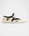 Valentino Bay By Bay Ballerina Rubber-trimmed Printed Silk-jacquard Sneakers In Burro-blu Marine Ivory