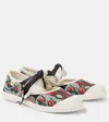 Valentino Bay By Bay Ballerina Trainer In Jacquard Fabric With Floral Embroidery In Multicolor