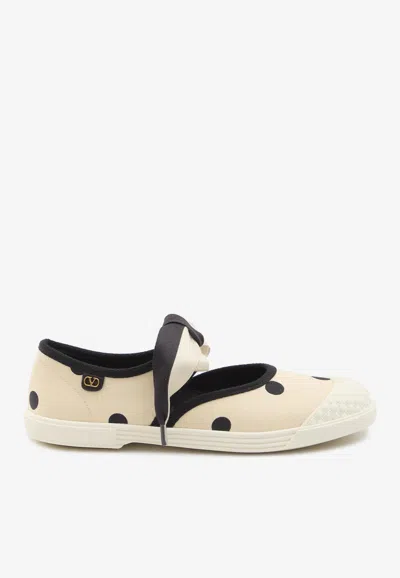 Valentino Garavani Bay By Bay Polka Dot Ballet Sneakers In Neutral
