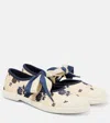 Valentino Bay By Bay Ballerina Rubber-trimmed Printed Silk-jacquard Sneakers In Blue