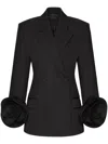 Valentino Floral-appliqué Virgin Wool Grisaille Blazer In Schwarz