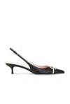 Valentino Be Pointy Sling Back Pump In Nero & Ivory