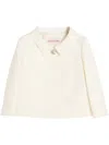 Valentino Garavani White Jacket With Spread Collar And Front Jewel Button In Wool And Silk Woman In Neutrals