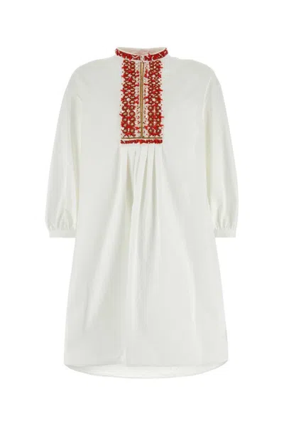 VALENTINO BEAD EMBELLISHED CREWNECK MINI DRESS
