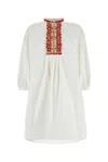 Valentino Bead-embellished Cotton-poplin Mini Dress In White