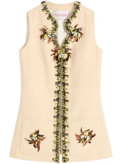 VALENTINO DOUBLE COMPACT DRILL EMBROIDERED VEST