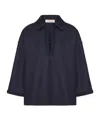 Valentino Bead-embellished Polo Blouse In Black