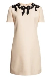 Valentino Beaded Bow Detail Crepe Couture Minidress In White