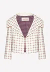 Valentino Beaded Crepe Couture Cropped Jacket In White