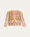 Valentino Beaded Leaf-embroidered Linen Jacket In Multi