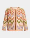 Valentino Womens Multicolor. Embellished Cropped Linen Jacket In Neutral