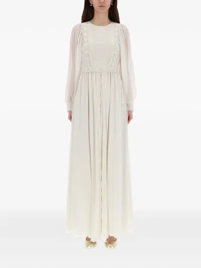 Valentino Beaded Maxi Dress In White