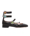 Valentino Beaded Strappy Ballet Shoes In Black