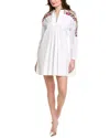 Valentino Beaded Trim Shift Dress In White