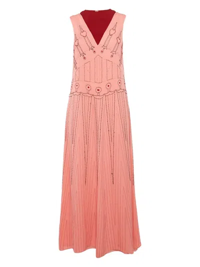 Pre-owned Valentino Beaded V-neck Maxi Dress