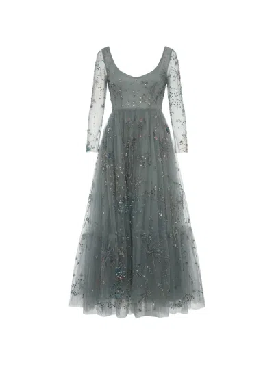 Valentino Bead-embellished Tulle Maxi Dress In Multi