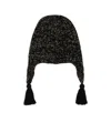 Valentino Wool Blend Beanie With Knit Texture And Tassel Embellishments In Black