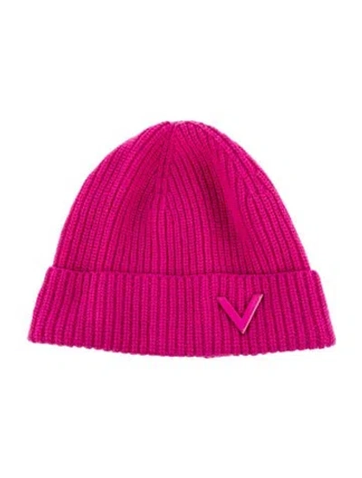 Pre-owned Valentino Garavani Beanie Hat In Pink