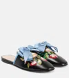 Valentino Bearegard Embroidered Leather Mules In Multicoloured