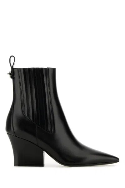 VALENTINO GARAVANI VALENTINO GARAVANI BLACK LEATHER VLOGO LOCKETTE ANKLE BOOTS