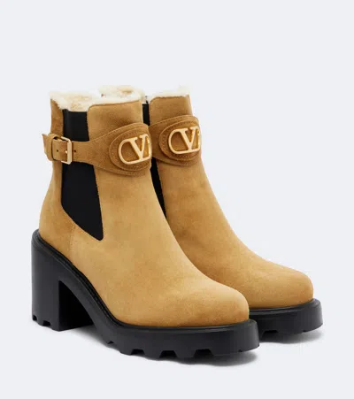 Valentino Garavani Beatle Vlogo Suede Ankle Boots In Multi