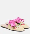 Valentino Beauregard Embroidered Leather Slides In Beige